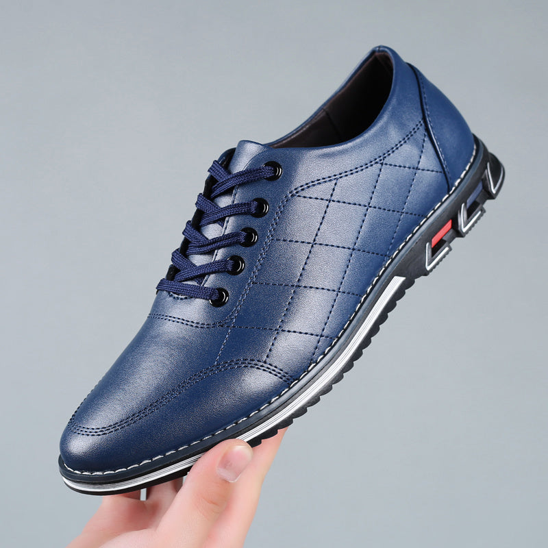 Men's Lace-Up Casual Shoes with Quilted Detailing and Sport Sole