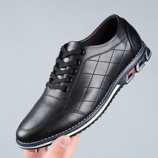 Men's Lace-Up Casual Shoes with Quilted Detailing and Sport Sole