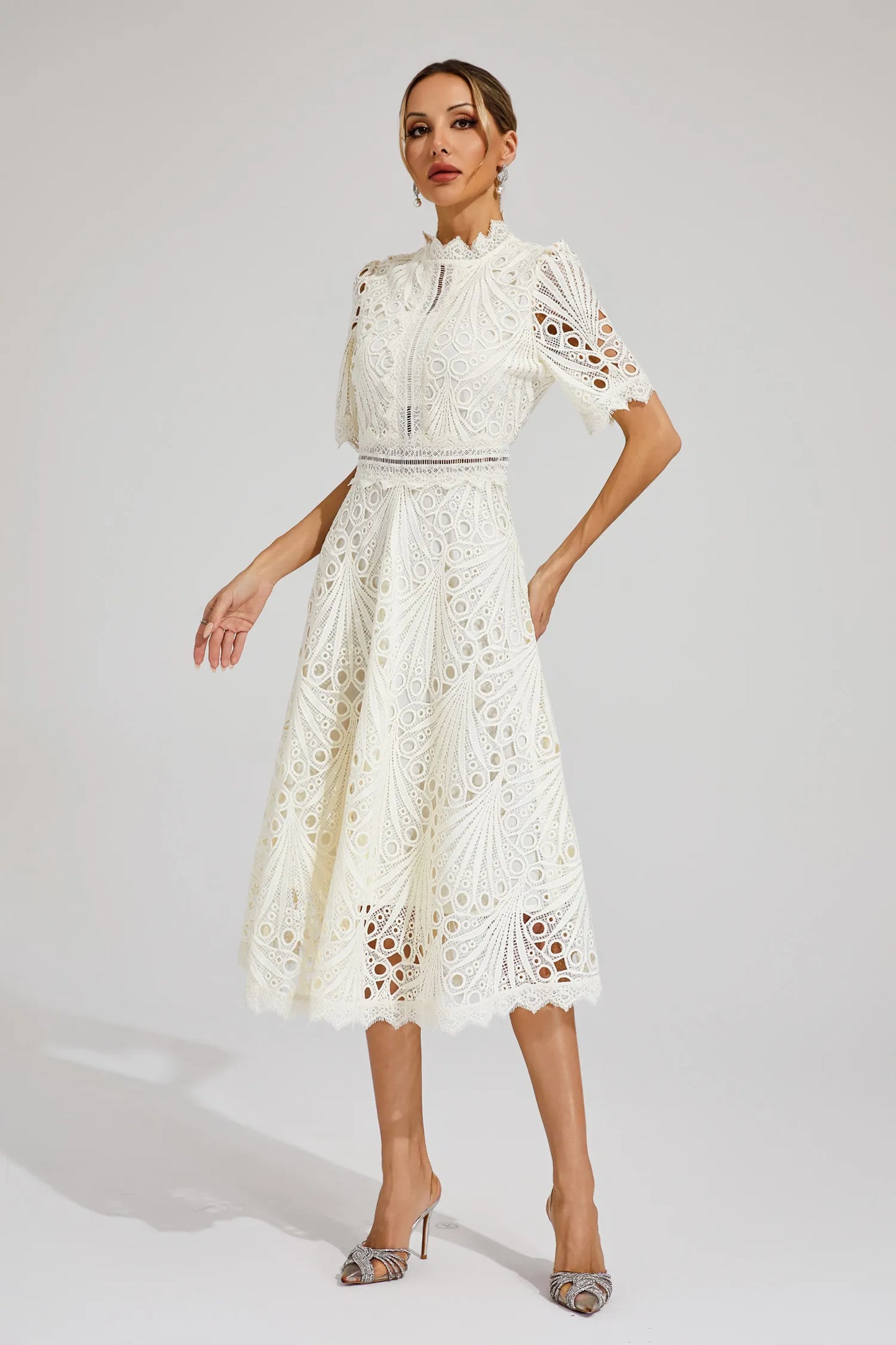 Lexi | Elegant Lace Midi Dress for Women