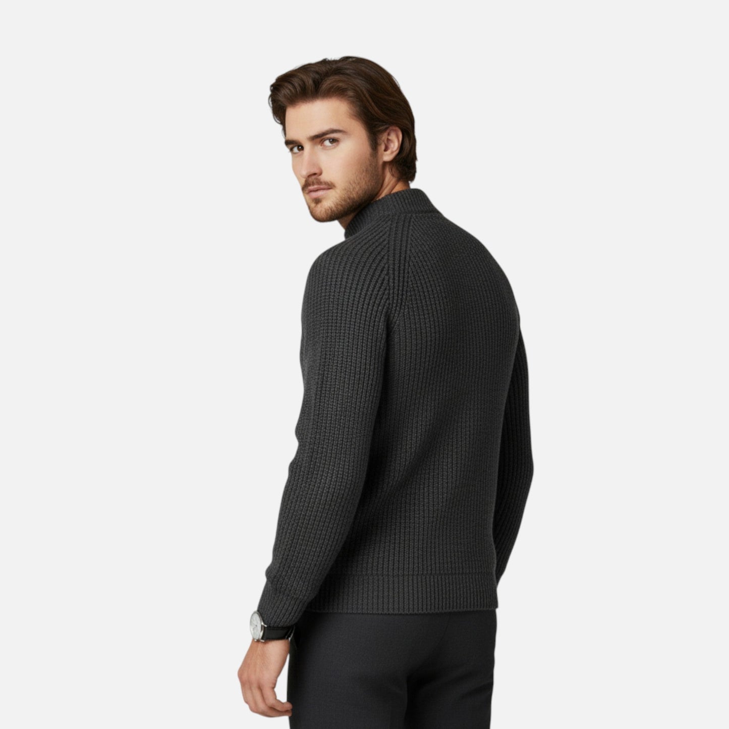 Men’s Slim-Fit Sweater – Ribbed Knit Elegance