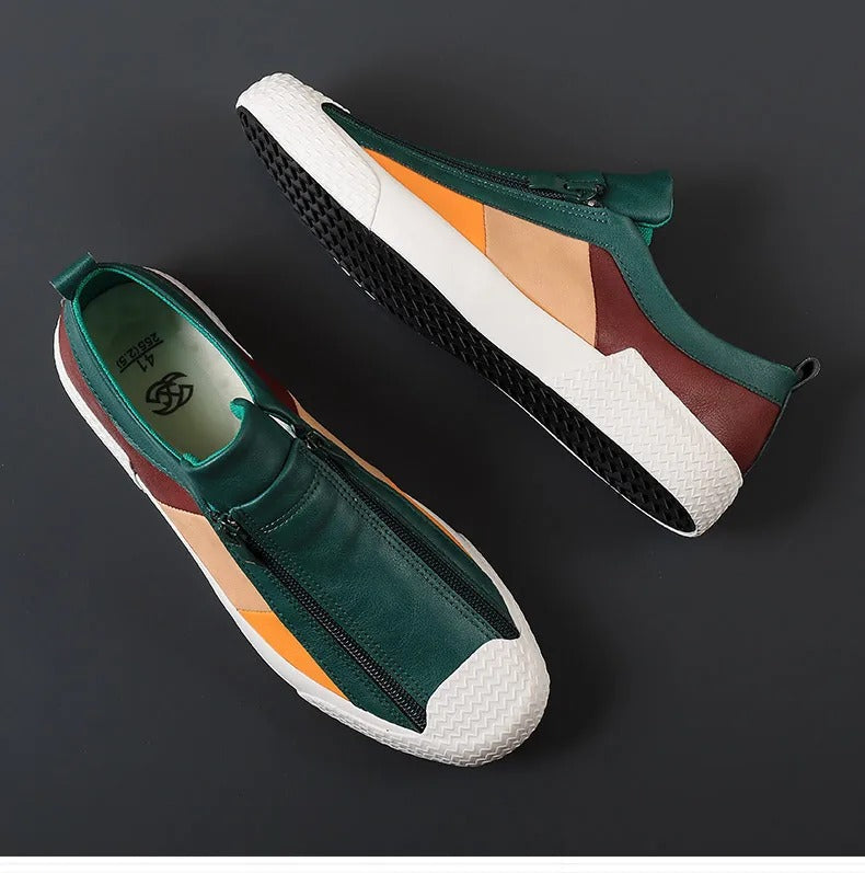 Men’s Slip-On Sneakers With Side Zipper And Multi-Panel Upper