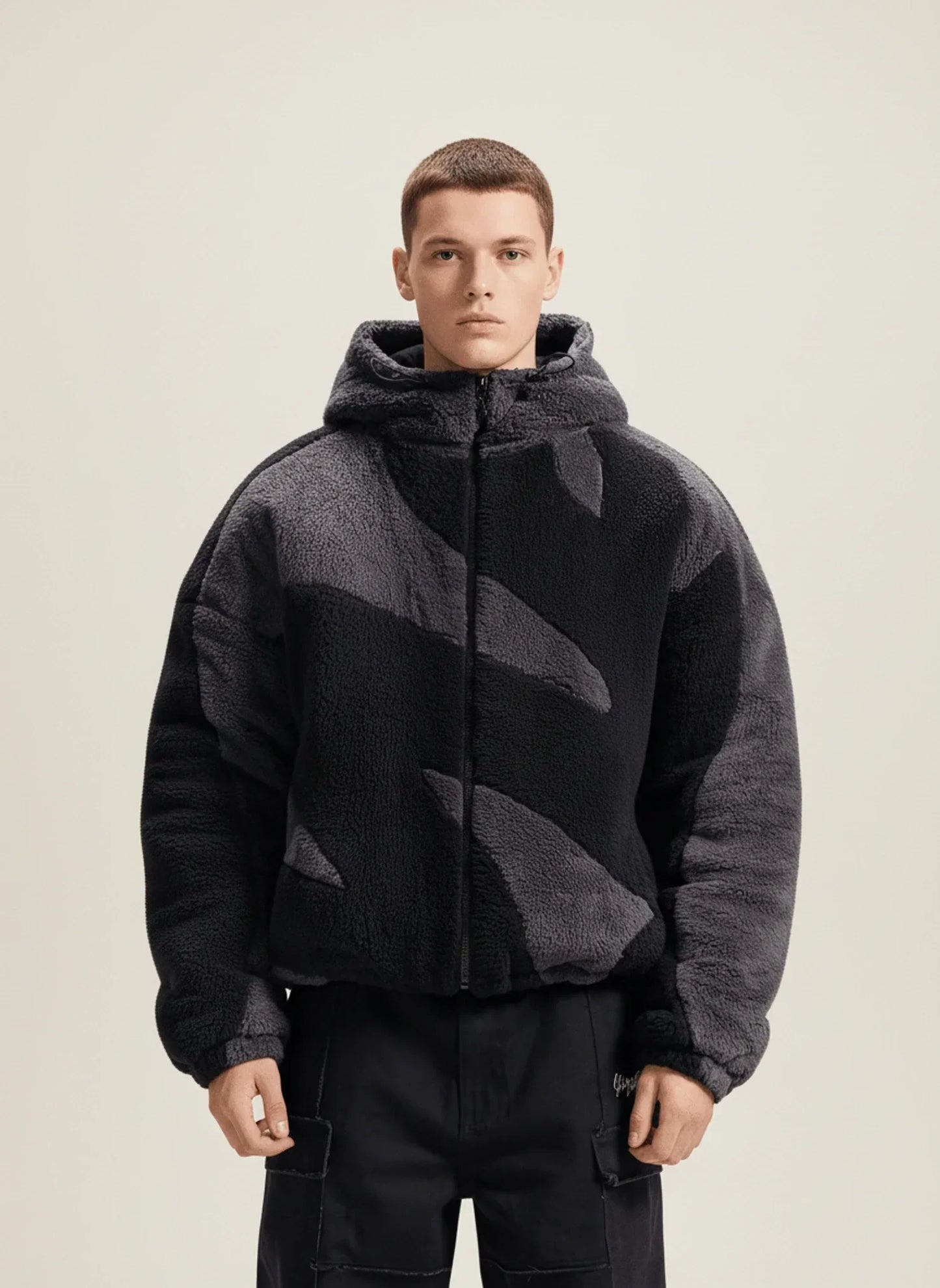 Men's Abstract Camo Fleece Hooded Zip Jacket